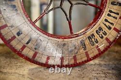 Vintage Antique Gambling Wheel Wood Carnival Game Sign oddity roulette old 1930s