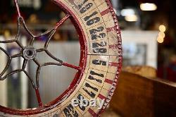 Vintage Antique Gambling Wheel Wood Carnival Game Sign oddity roulette old 1930s