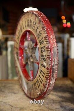 Vintage Antique Gambling Wheel Wood Carnival Game Sign oddity roulette old 1930s