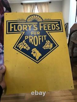 Vintage/Antique Original Florys Feeds for Profit Sign NOS from very old Barn