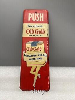 Vintage Antique Original Old Gold Tobacco Cigarette Door Push Advertising Sign