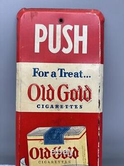 Vintage Antique Original Old Gold Tobacco Cigarette Door Push Advertising Sign