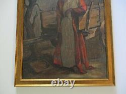 Vintage Antique Portrait Painting Wpa Impressionism Modernism Woman Model Old