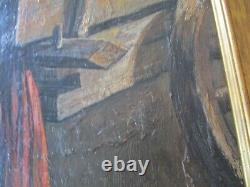 Vintage Antique Portrait Painting Wpa Impressionism Modernism Woman Model Old