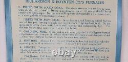 Vintage Antique Richardson & Boynton Coal Advertising Furnace Old Metal Tin Sign