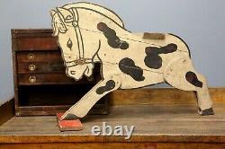 Vintage Antique Wood Horse Primitive Folk Art Western Cowboy Ride On Toy Old