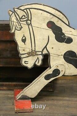 Vintage Antique Wood Horse Primitive Folk Art Western Cowboy Ride On Toy Old