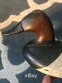 Vintage Antique Wood Old Delaware Chesapeake Bay Canvasback Duck Decoy Signed