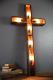 Vintage Antique Wall Light Lighted Crucifix Cross Sign Funeral Mission Wood Old