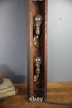 Vintage Antique wall Light Lighted Crucifix Cross sign Funeral Mission wood old