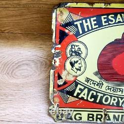 Vintage Bag Brand Esavi India Match Factory Advertising Antique Enamel Sign