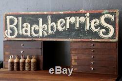 Vintage Blackberries Wood Sign Hand painted Kitchen Grocery Fruit Candy Old farm
