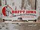 Vintage Britt Iowa Porcelain Sign Old Yearly Hobo Convention Plate Tag Topper