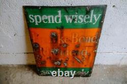 Vintage Brooke Bond Rare Old Antique Enamel Metal Advertising Sign Green Orange