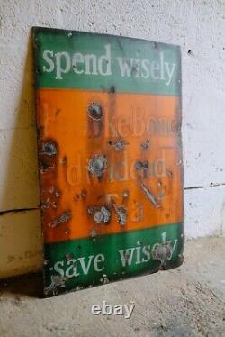 Vintage Brooke Bond Rare Old Antique Enamel Metal Advertising Sign Green Orange