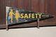 Vintage Bus Stop School Safety Station Depot Metal Sign Pennant Flag Antique Old