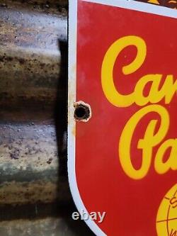 Vintage Canadian Pacific Railway Porcelain Sign Old Train Railroad Canada Beaver