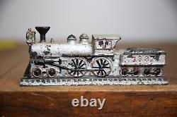 Vintage Cast Metal Train Locomotive toy antique sign mailbox topper old