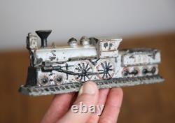 Vintage Cast Metal Train Locomotive toy antique sign mailbox topper old