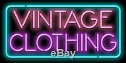Vintage Clothing Neon Sign Jantec 32 x 16 Thrift Store Used Antique Old