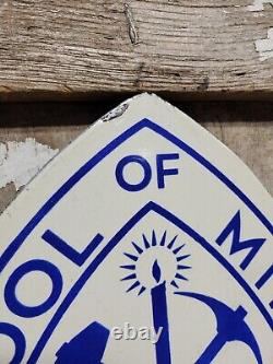 Vintage Colorado School Of Mines Porcelain Sign Old Gold Mining Miner College