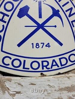 Vintage Colorado School Of Mines Porcelain Sign Old Gold Mining Miner College