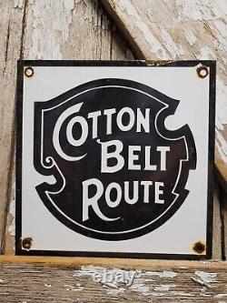 Vintage Cotton Belt Route Porcelain Sign Old Train Railway Plaque Railroad Rail