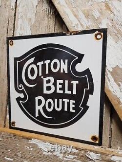 Vintage Cotton Belt Route Porcelain Sign Old Train Railway Plaque Railroad Rail
