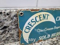 Vintage Crescent Porcelain Sign Old Ice Cream Parlor Sweet Candy Dairy Shoppe