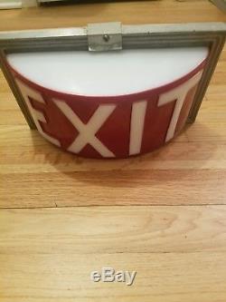 Vintage Curved Glass Exit Sign Pulled From Old Church Rare