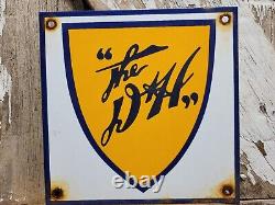 Vintage D&h Railway Porcelain Sign Old 8 Delaware Harding Trai. Railroad Marker