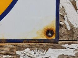 Vintage D&h Railway Porcelain Sign Old 8 Delaware Harding Trai. Railroad Marker