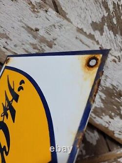Vintage D&h Railway Porcelain Sign Old 8 Delaware Harding Trai. Railroad Marker
