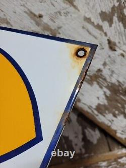 Vintage D&h Railway Porcelain Sign Old 8 Delaware Harding Trai. Railroad Marker
