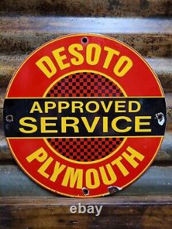Vintage Desoto Plymouth Porcelain Old Sign Automobile Car Dealer Sales Service