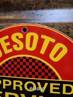 Vintage Desoto Plymouth Porcelain Old Sign Automobile Car Dealer Sales Service