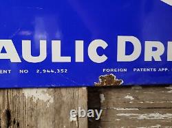 Vintage Ellicott Dredge Porcelain Sign Old Gas Hydraulic Machinery Dragon Model