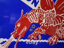 Vintage Ellicott Dredge Porcelain Sign Old Gas Hydraulic Machinery Dragon Model