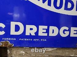 Vintage Ellicott Dredge Porcelain Sign Old Gas Hydraulic Machinery Dragon Model