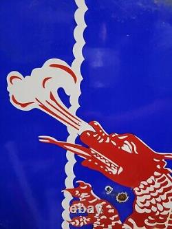 Vintage Ellicott Dredge Porcelain Sign Old Gas Hydraulic Machinery Dragon Model