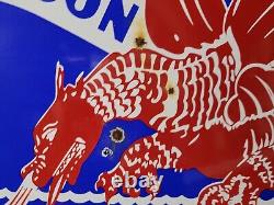 Vintage Ellicott Dredge Porcelain Sign Old Gas Hydraulic Machinery Dragon Model