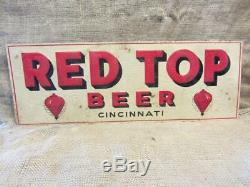 Vintage Embossed Red Beer Top Sign Antique Old Signs Alcohol Brewery RARE 9886