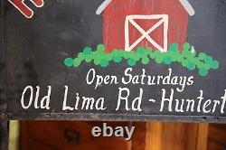 Vintage Farm Sign Red Barn Metal display tractor dairy old antique sign bracket