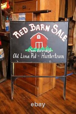 Vintage Farm Sign Red Barn Metal display tractor dairy old antique sign bracket