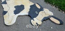 Vintage Folk Art Sign Cow Dairy Rustic Farmhouse Primitive Farm Old Painted Wood