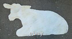 Vintage Folk Art Sign Cow Dairy Rustic Farmhouse Primitive Farm Old Painted Wood