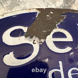 Vintage French Salt Porcelain Sign Old General Store Chimney Potash Food Grocery