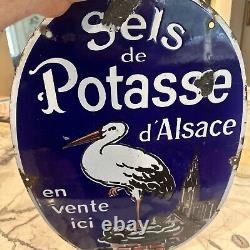 Vintage French Salt Porcelain Sign Old General Store Chimney Potash Food Grocery