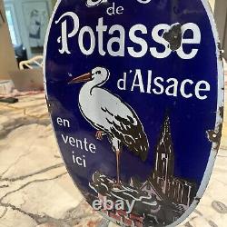 Vintage French Salt Porcelain Sign Old General Store Chimney Potash Food Grocery