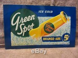 Vintage Green Spot Orangeade Drink Embossed Sign Antique Old Rare Orange 9535